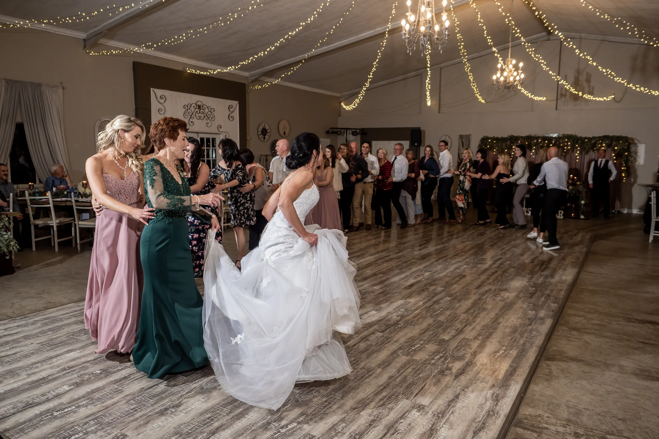 Guests celebrating on the dance floor