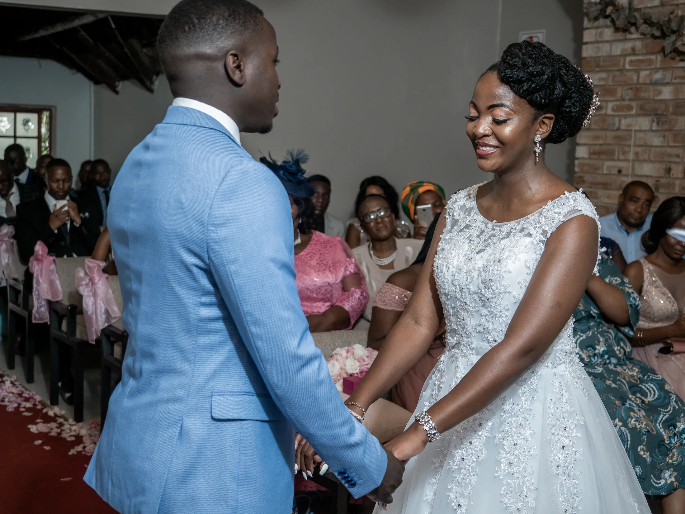 Dumi and Karabo during their wedding vows