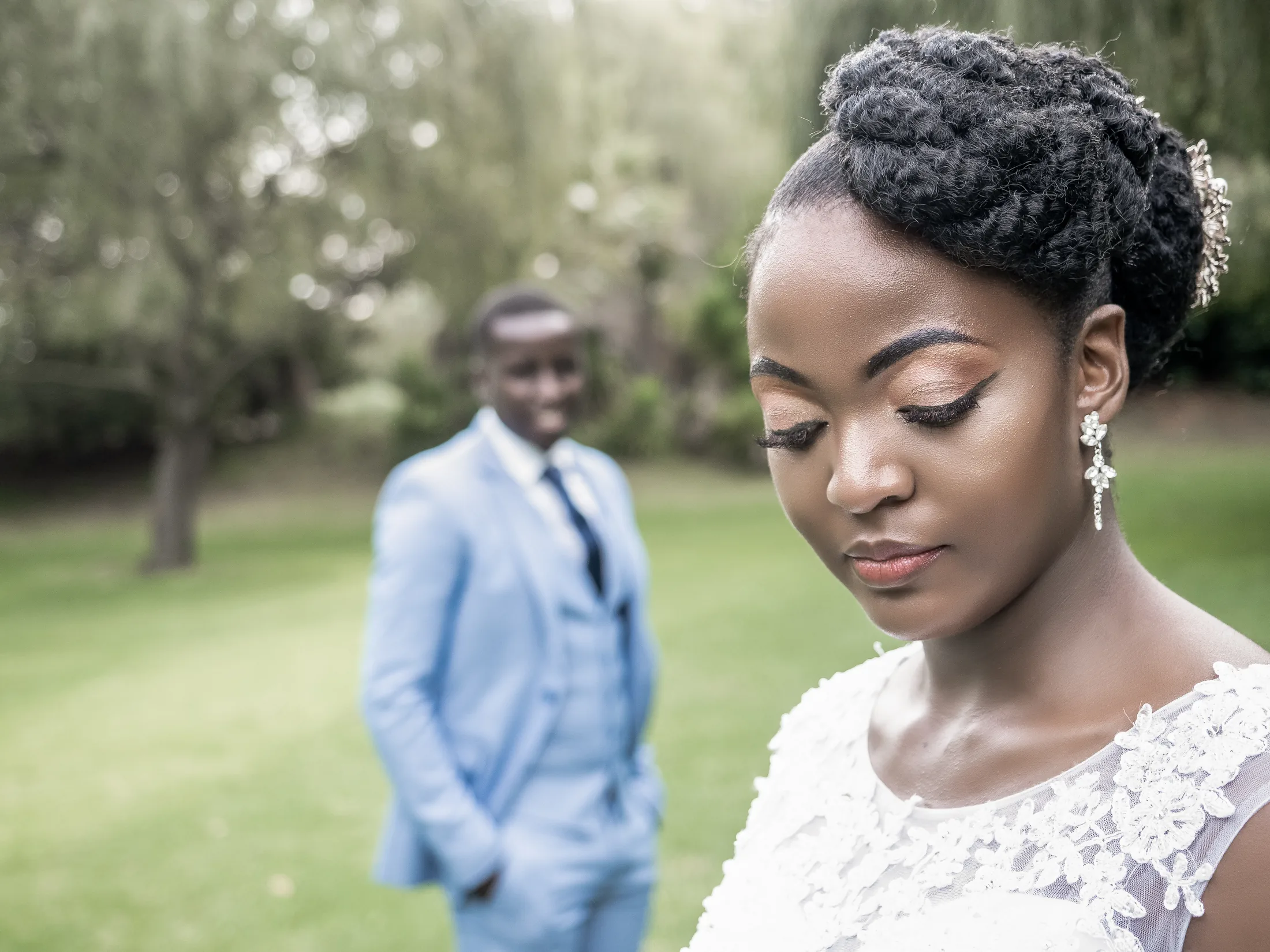 Portrait of Karabo with Dumi in the garden