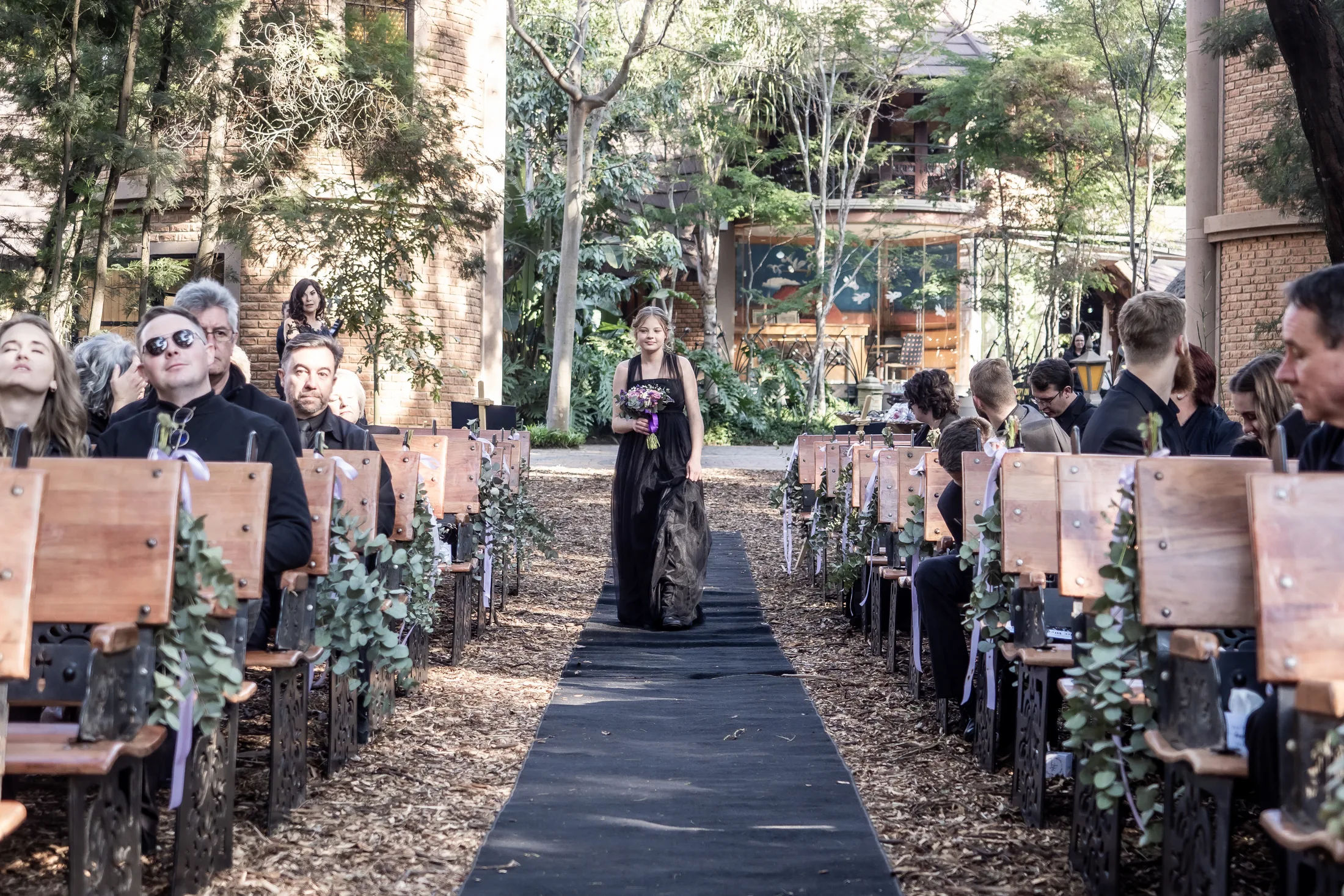 Forest ceremony aisle at Galagos Country Estate
