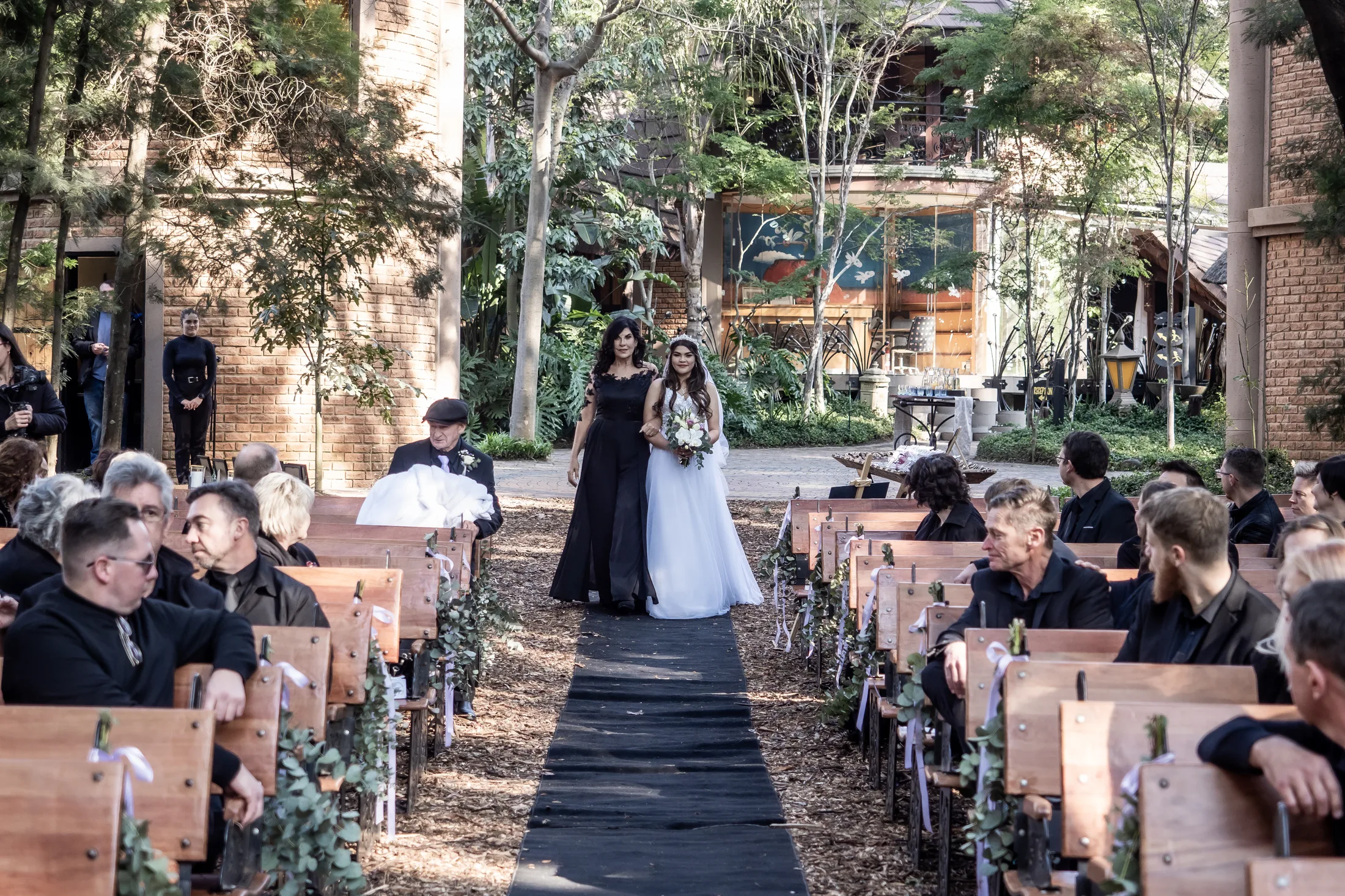 Anastasia walking into the forest ceremony