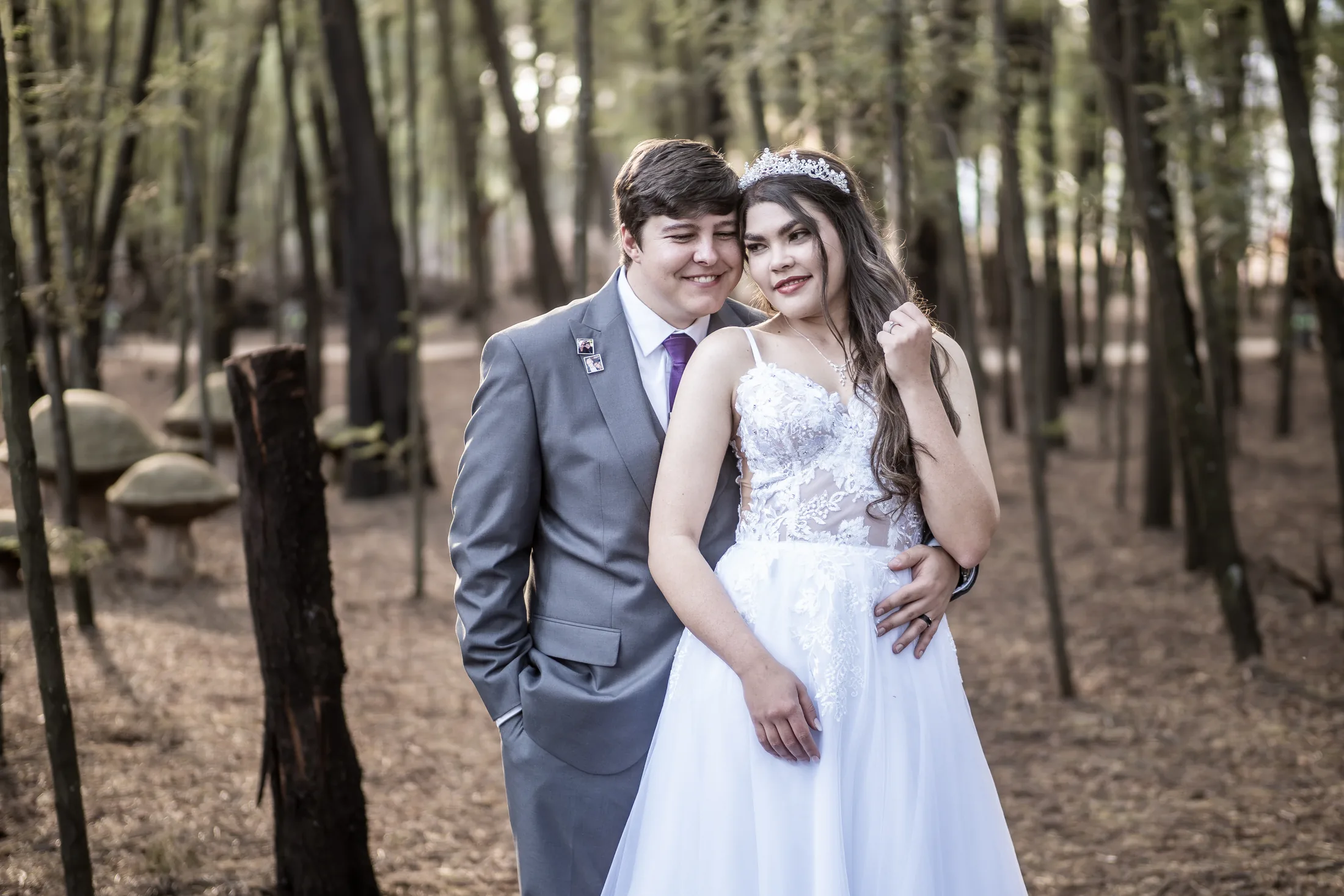 Franco and Anastasia together among the trees at Galagos Country Estate