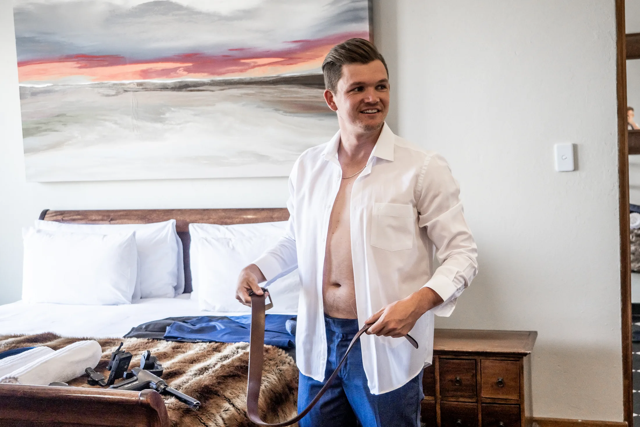 Xander getting ready at Red Ivory Lodge