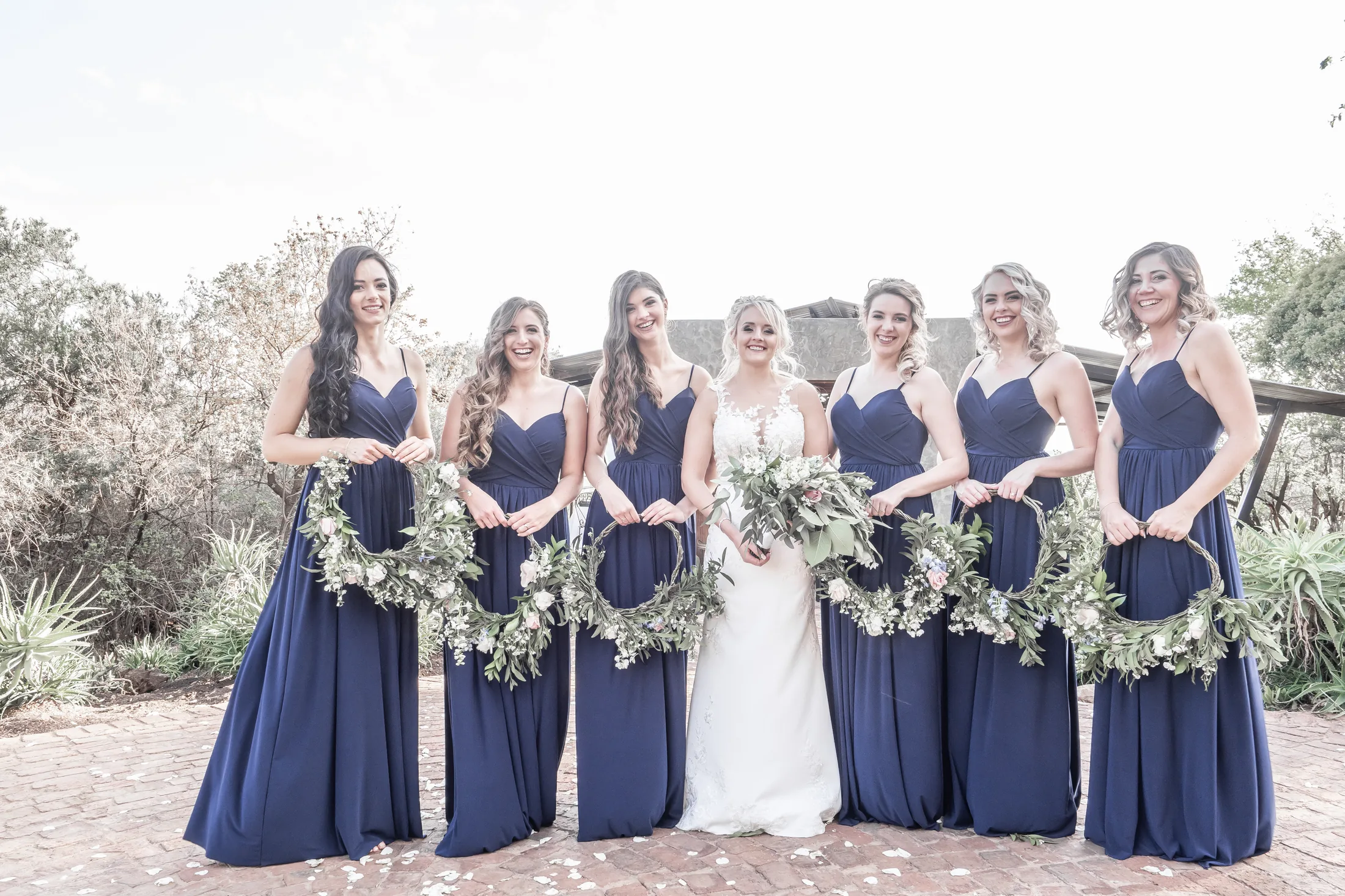 Leani with her bridesmaids after the ceremony