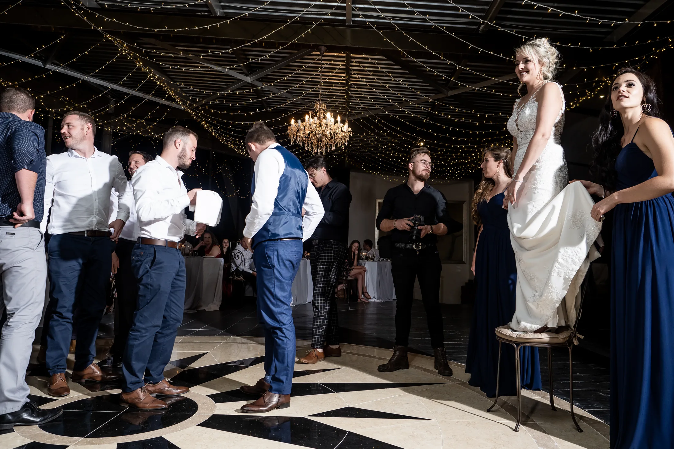 Guests celebrating on the dance floor